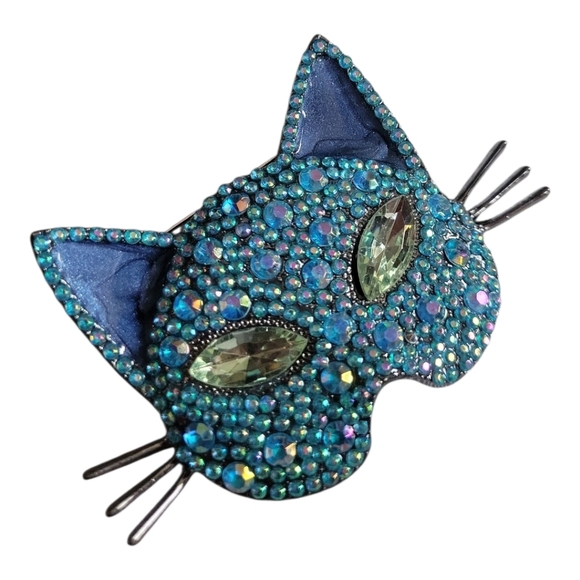 Sparkling Cat Mask Brooch - Picture 2 of 6